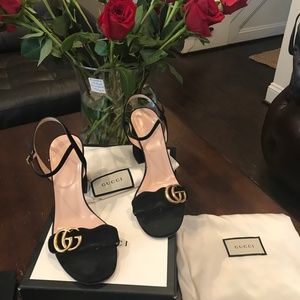 Gucci Suede Mid heel Sandals